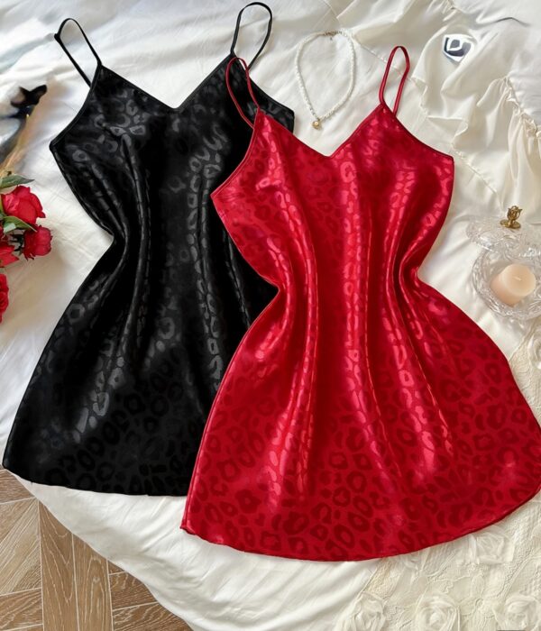 Silky Leopard Print Slip Dresses