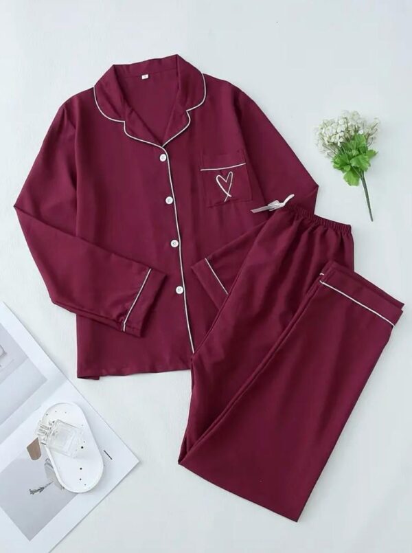 Women's Heart-Printed Pajama Set