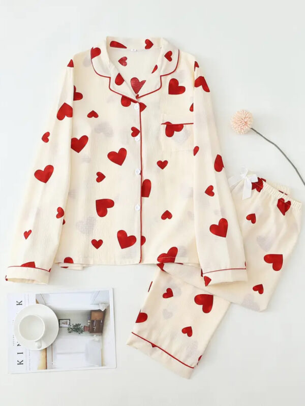 Women Red Hearts Pajama Set