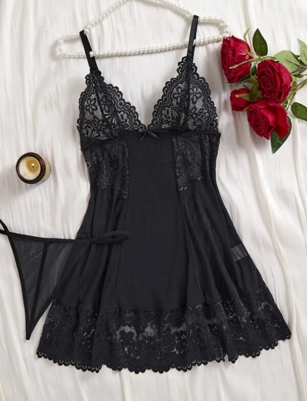 Elegant Black Mesh Lingerie Set